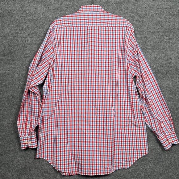 Tailorbyrd Mens Size 2XLT Gingham Button Up Shirt Red Blue Cotton Long Sleeves - Picture 2 of 9